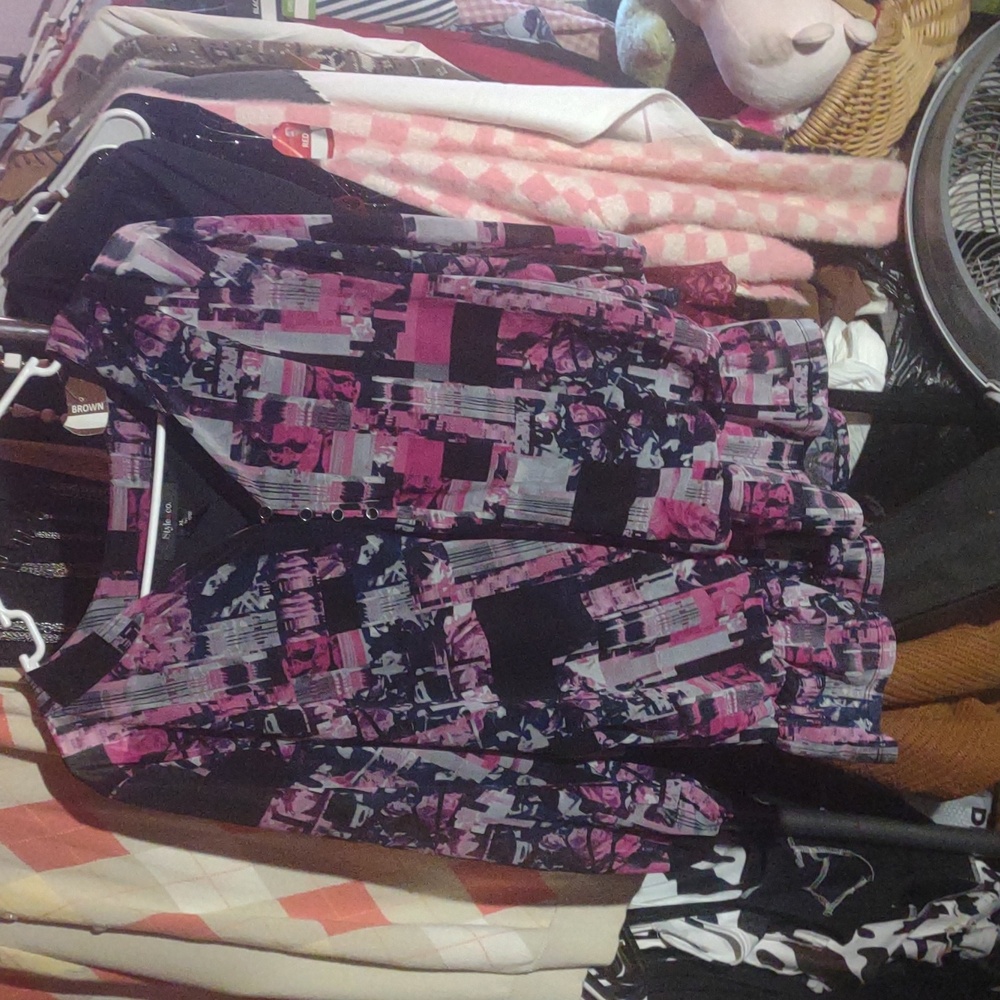Pink and Black Abstract Blouse
